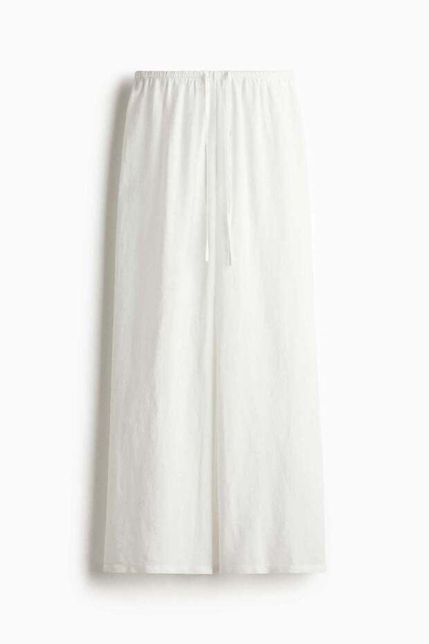 Linen-blend drawstring trousers