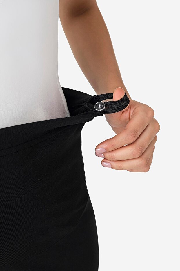 Termális, meleg, rugalmas, állítható derékrésszel ellátott téli kismama leggings, fekete - 3