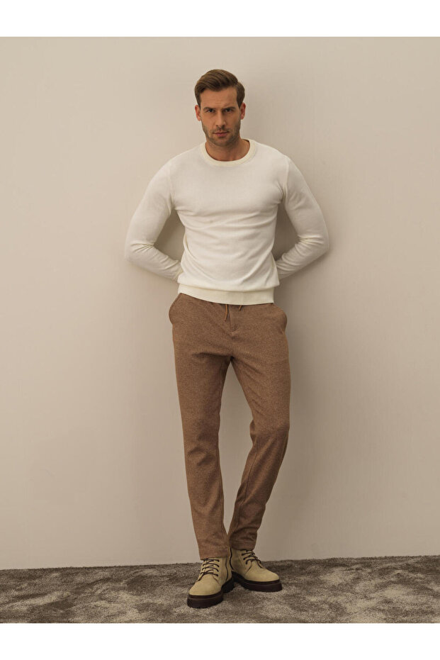 Erkek Ekru Regular Fit Basic Kazak - 2