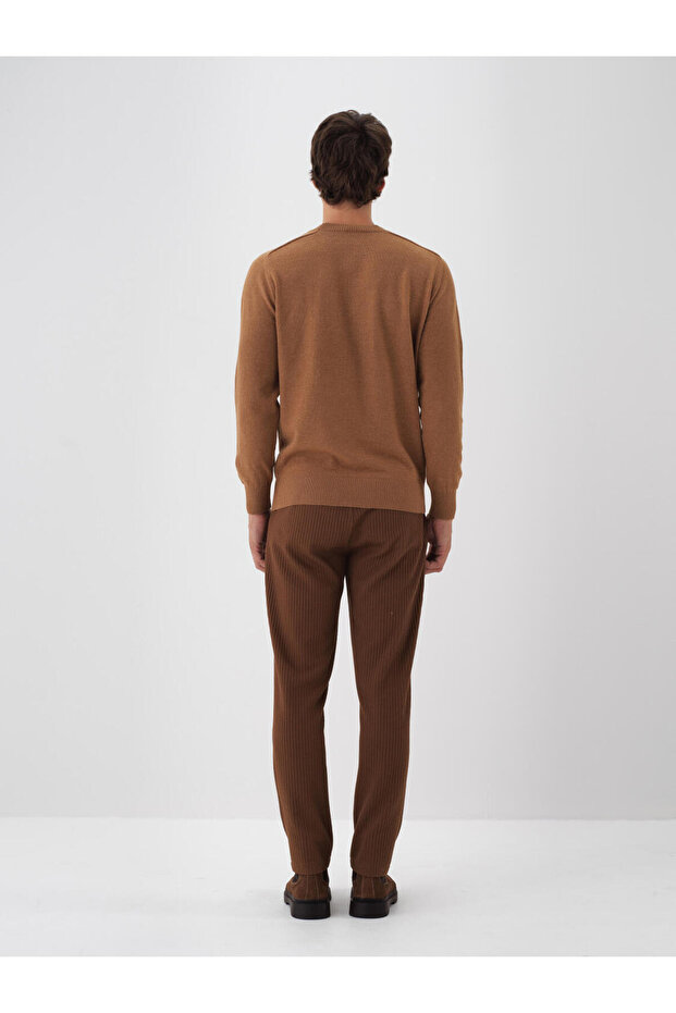 Erkek Camel Yünlü Basic Kazak - 4