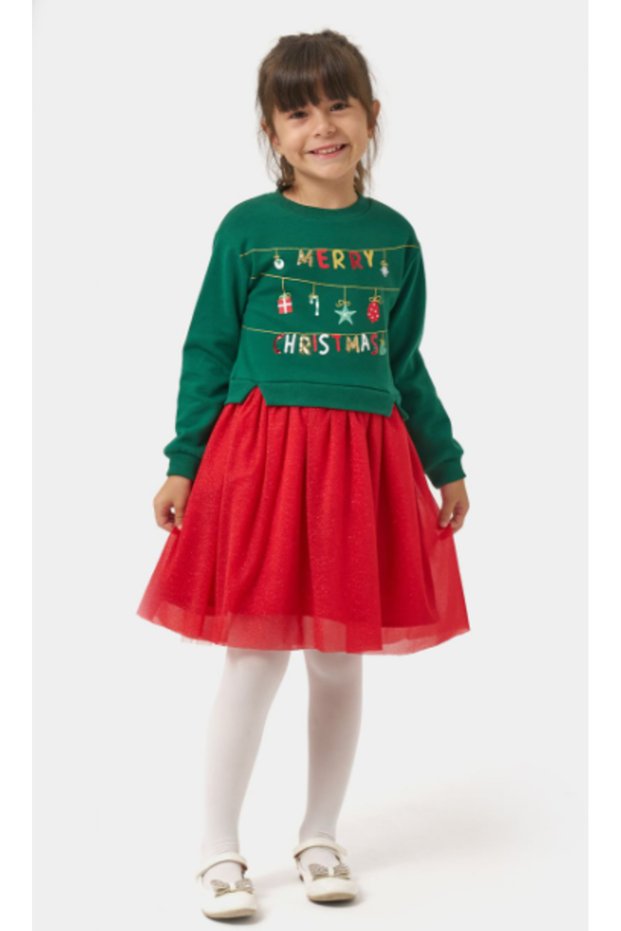 Girl's merry glitter christmas dress nbk-24905
