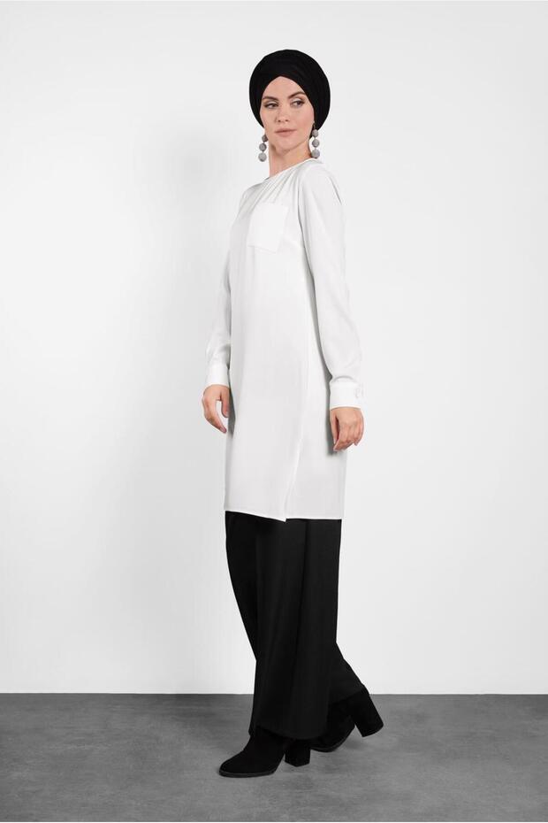 YANLARI YIRTMAÇLI BASİC  TUNİK 40169 - 2