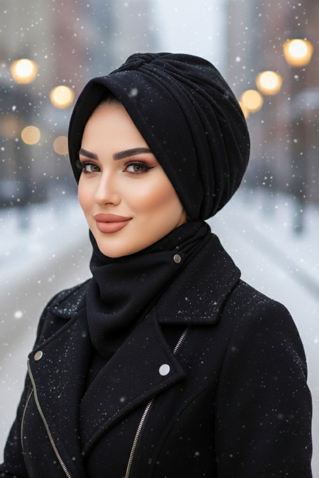 طقم بونيه إيتول مع قبعة كاش سوداء