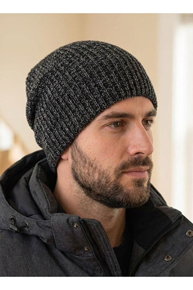 Antrasit Uzun Kırçıllı Bere - 1