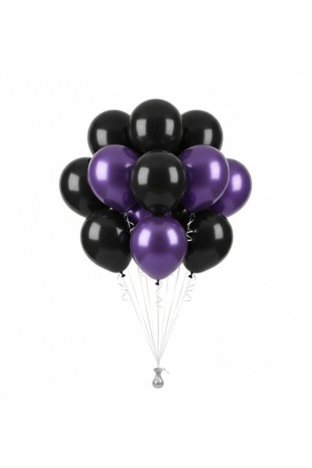 Wednesday Metallic Purple Black Balloon 12 Inch 10 Pieces