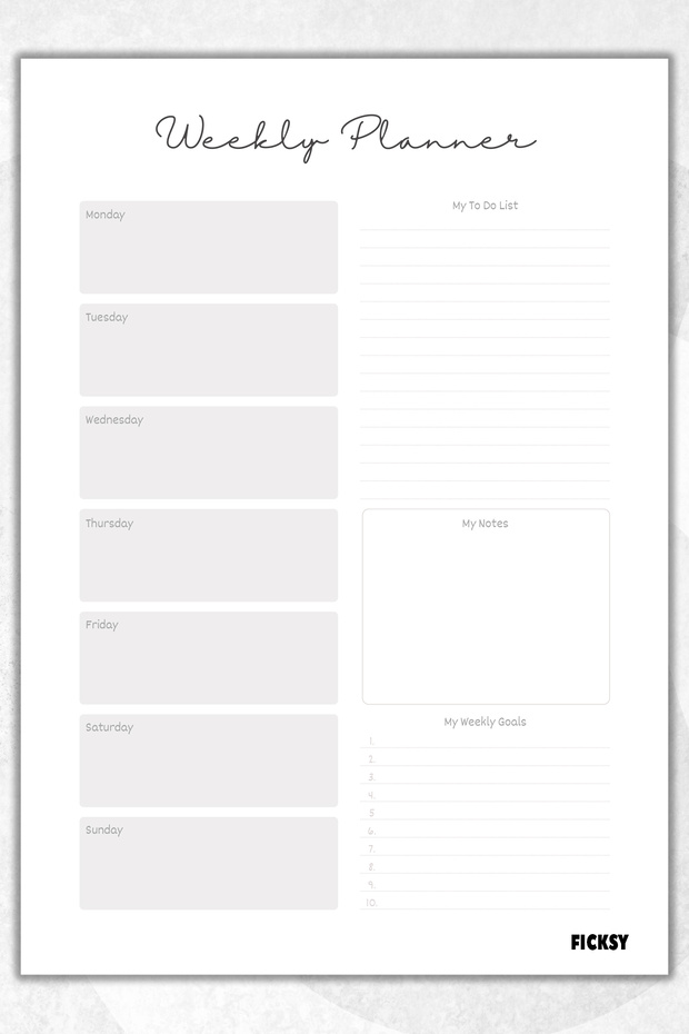 مخطط أسبوعي - مقاس A4 - 30 ورقة - مخطط أسبوعي - 1