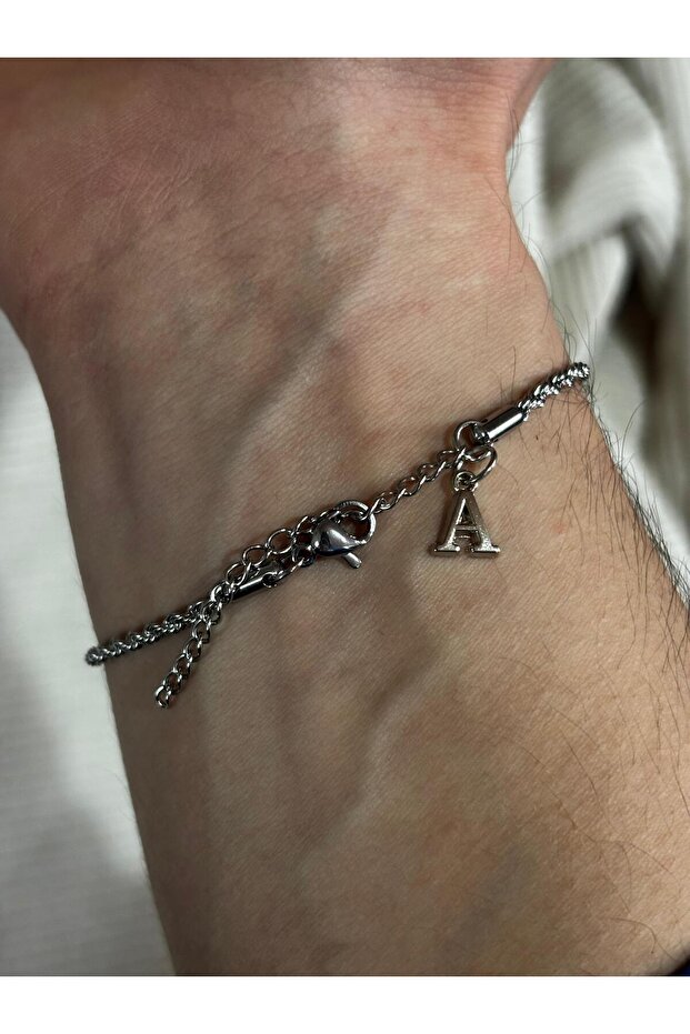 Steel Unisex Auger a Letter Bracelet