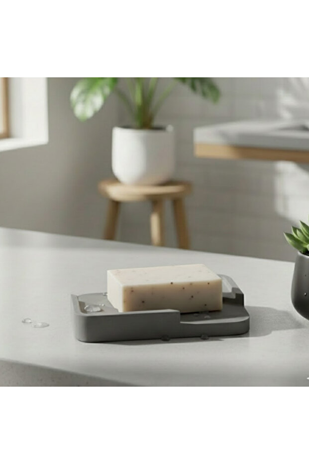 Gray Grid Rectangular Soap Dish - 5