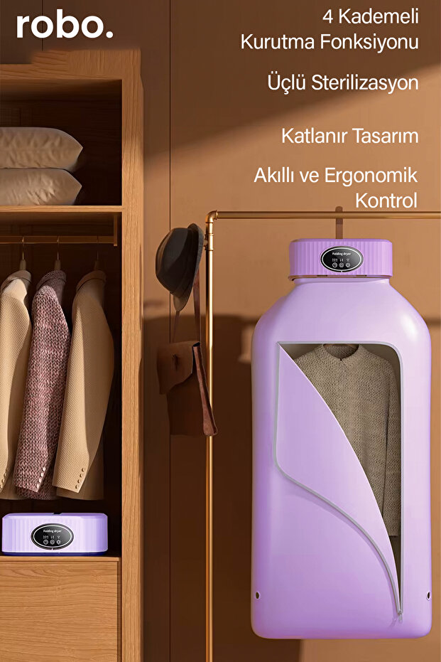 ROBO Katlanır Çamaşır Kurutma Makinesi Mor