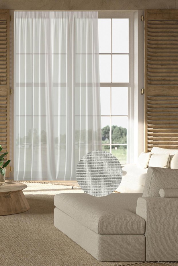 Sheer Curtain Natural Linen Leno Living Room Furniture Iron-Free Lead-Free t Single Panel Extra Foam Ecru
