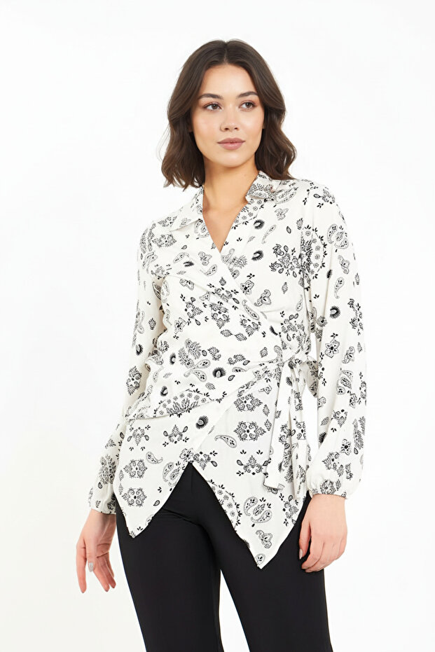 Gömlek Yaka Bluz - 1