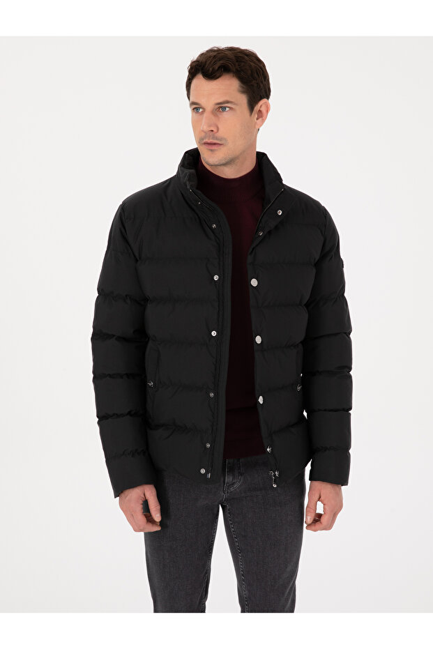 Black Wide Hooded Jacket Hooded Coat 50319254-Vr046
