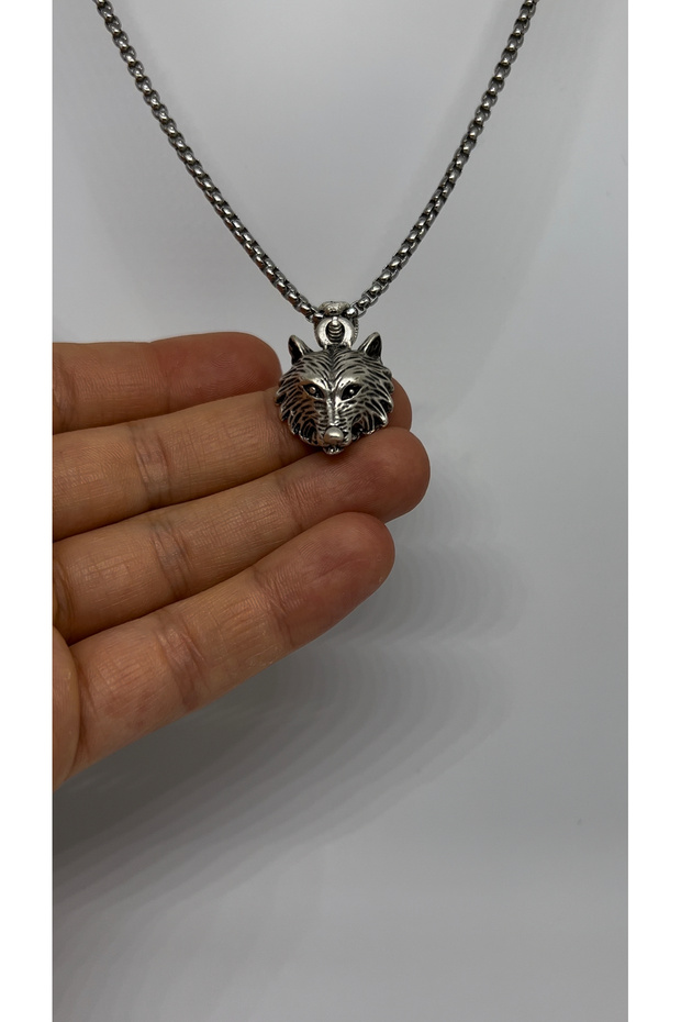 Kurt Başı Figürlü Çelik Kolye - 5