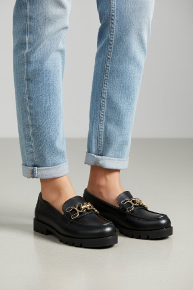 Girls' Leather Martinez School Shoes with Helmet Buckle