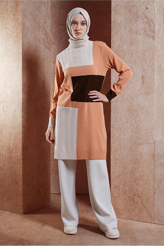 Color Blocked Knitwear Tunic 44908