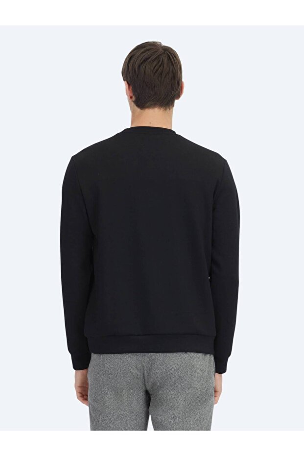 Siyah Bisiklet Yaka Sweatshırt - 6