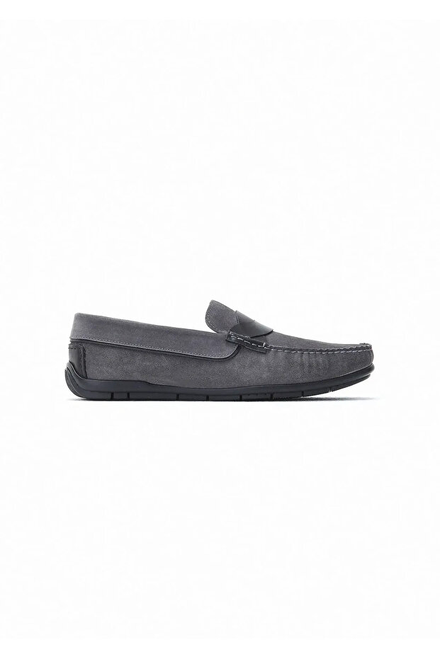 Gri Süet Casual Loafer - 1