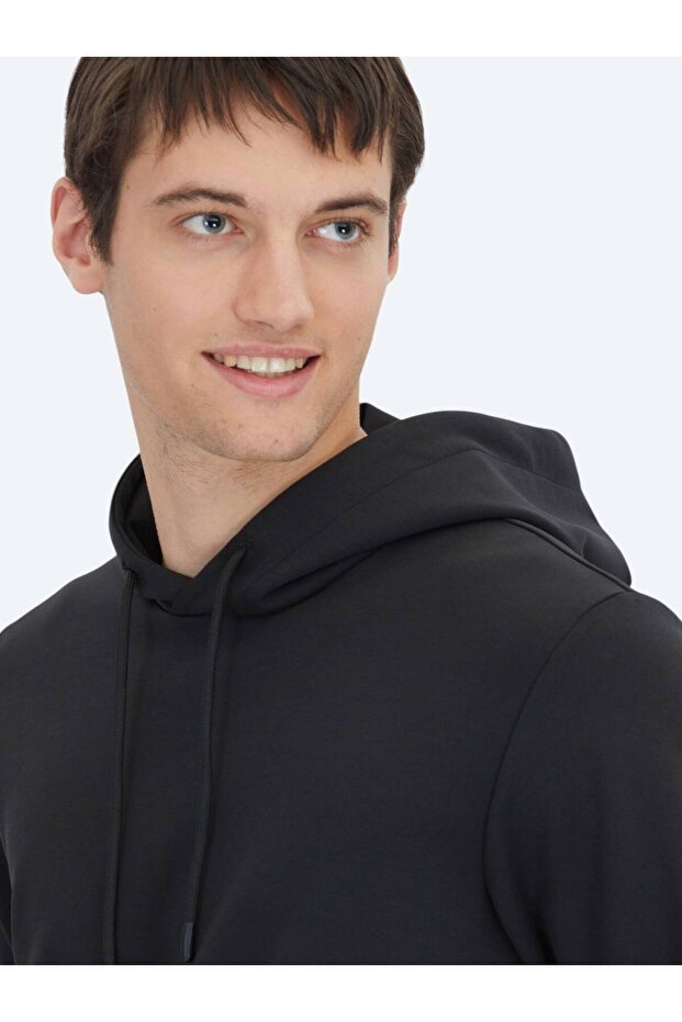 Siyah Kapüşonlu Sweatshırt - 4