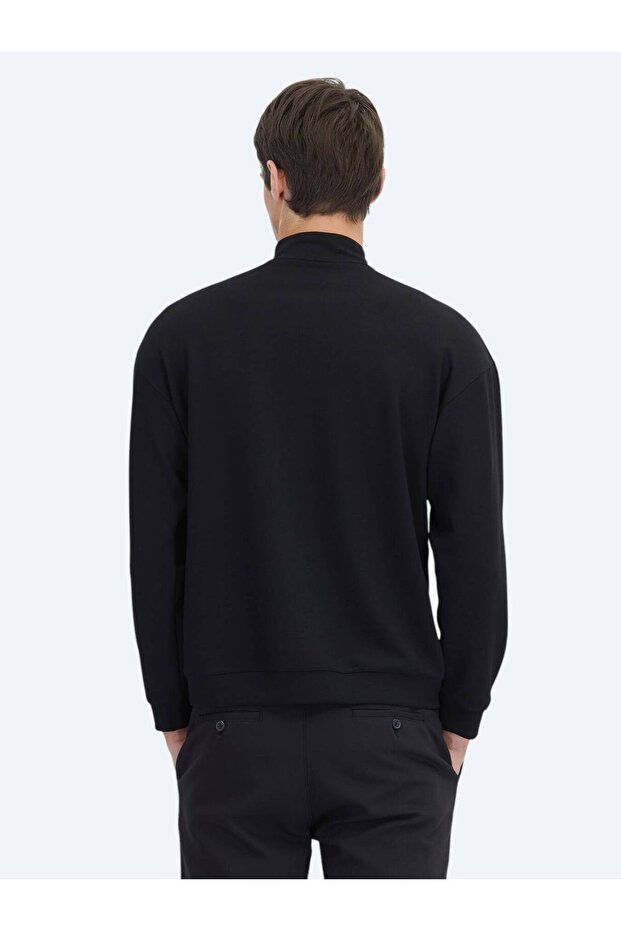 Siyah Dik Yaka Sweatshırt - 6