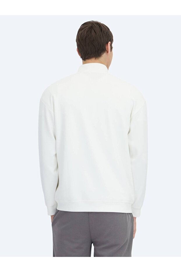 Ekru Dik Yaka Sweatshırt - 5