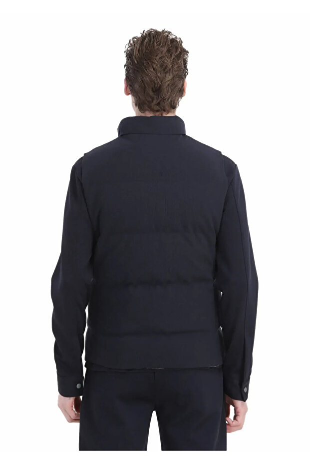 Lacivert Regular Fit Dik Yaka Casual Örme Spor Yelek - 5