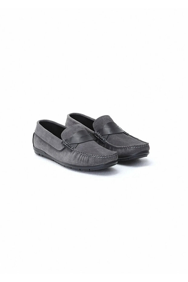Gri Süet Casual Loafer - 2
