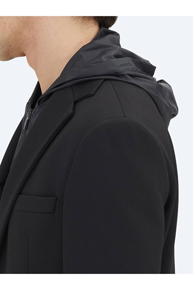 Siyah Düz Modern Fit Örme Ceket - 5