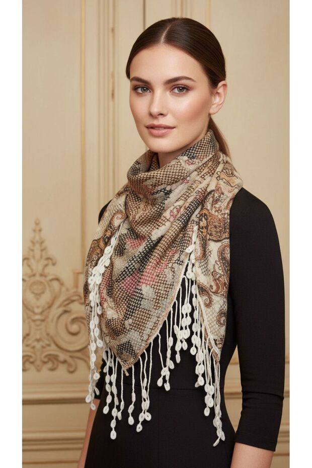 Double Sided Patterned Tassel Women's Scarf Shawl 155X55 cm