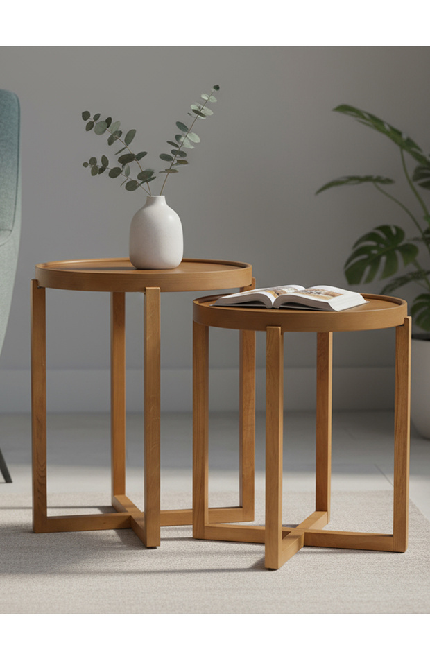 Nil İkili Zigon Sehpa Ceviz - 1