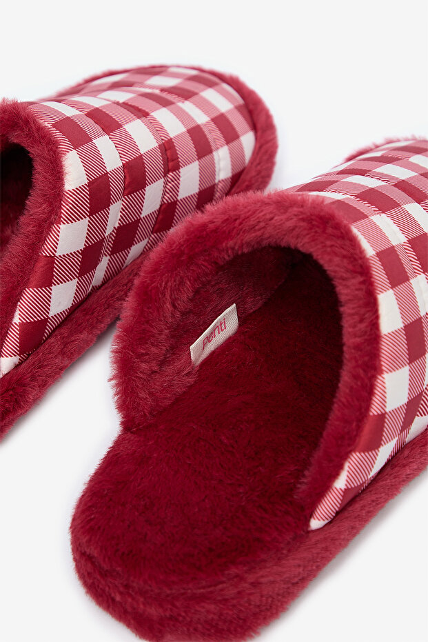 Red Gingham Kırmızı Terlik - 4
