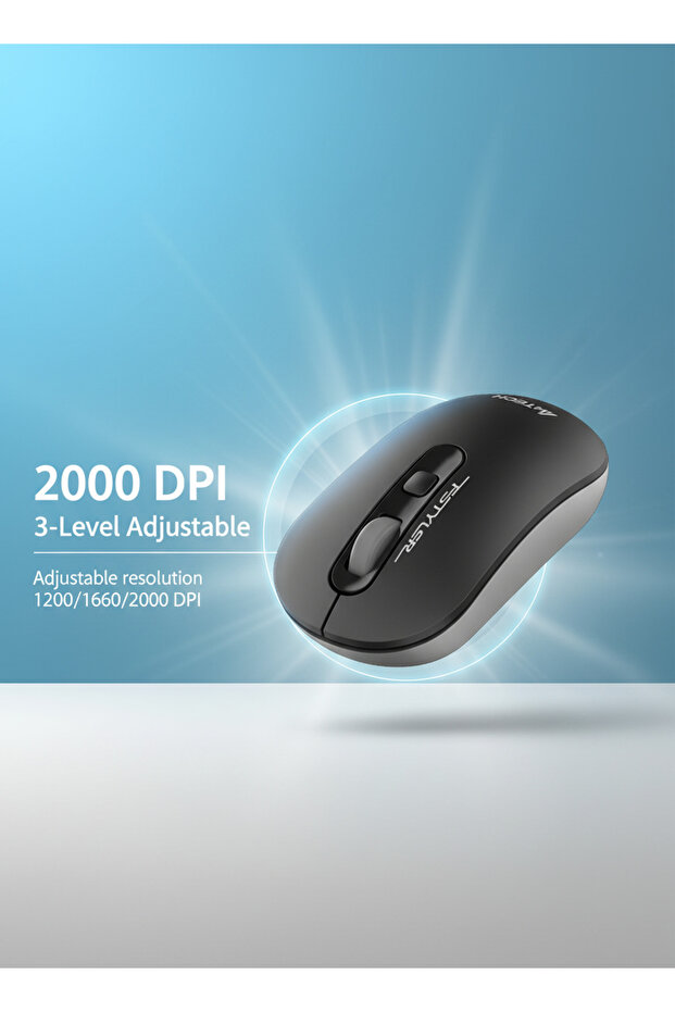 FG20 Fstyler 2.4G Wireless Mouse – Symmetric, 4 Buttons & 4-Way Wheel, 3-Level DPI (Black) - 4