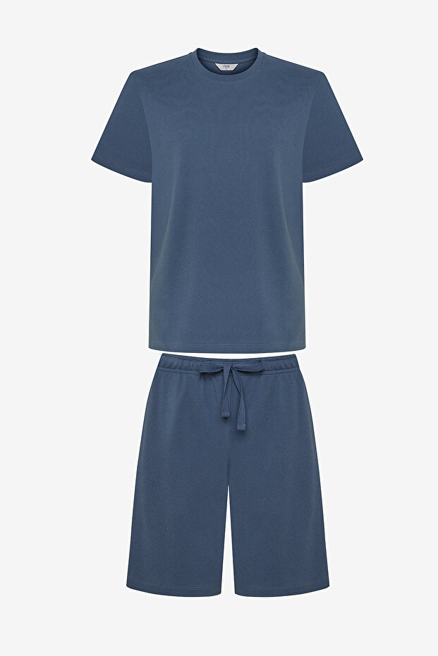 Erkek Basic Stone Şortlu Pijama Takımı - 6
