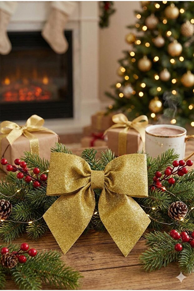 Christmas Bow Door Ornament Wall and Package Decoration 30 cm 1 Piece