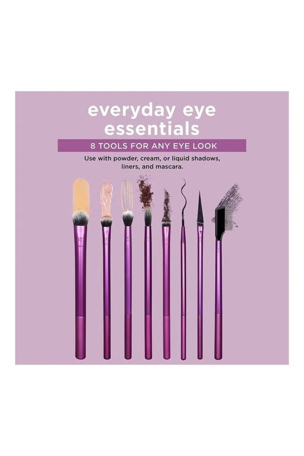 مجموعة فرش مكياج أساسية للاستخدام اليومي، لتحسين مظهر العين، ومنح قاعدة مكياج مثالية، 17 قطعة - 7