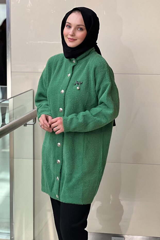 Önden Çıtçıtlı Basic Angora Hırka - 2