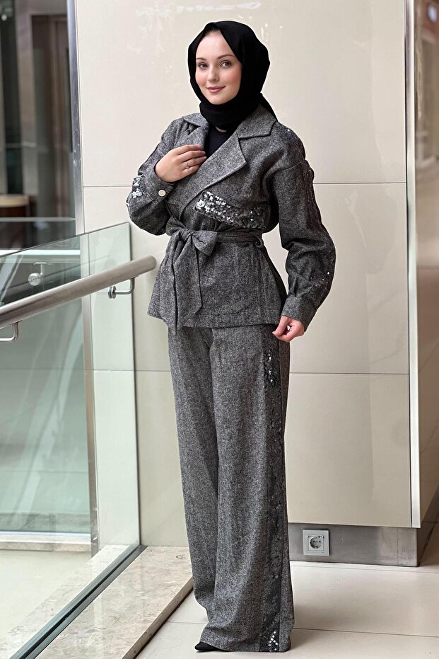 Sequin Detailed Jacket and Pants Set