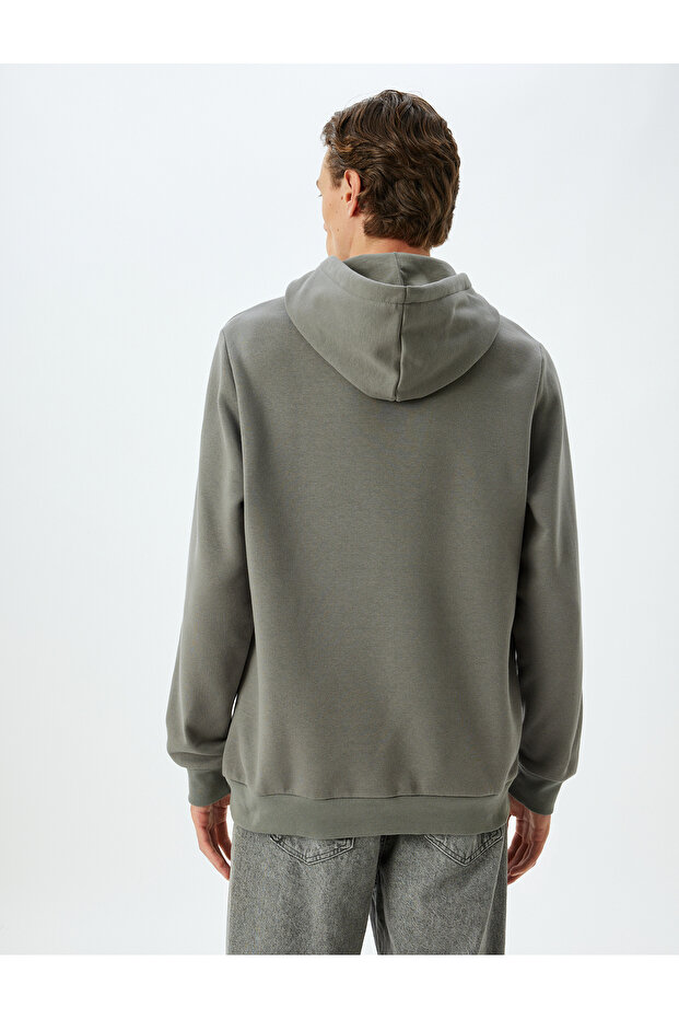 Şardonlu Pamuk Karışımlı Basic Kapşonlu Sweatshirt - 4