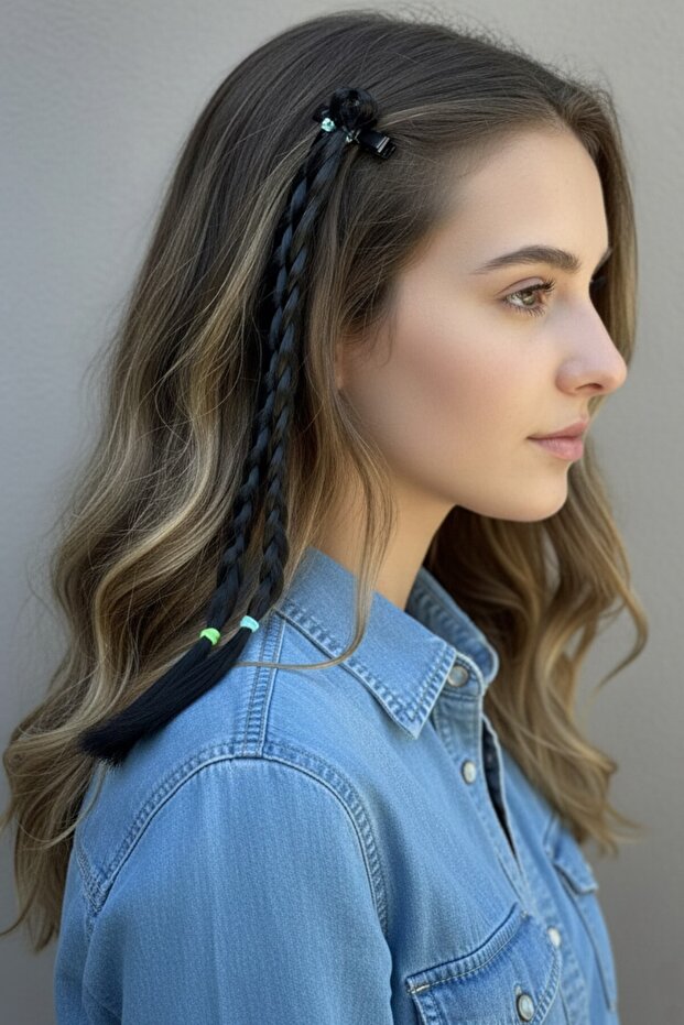 Black Color Braided Hair Figured Collet Buckle