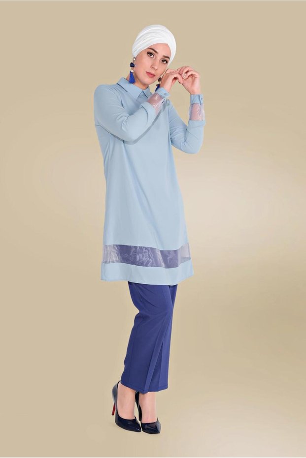 Transparent Tulle Detail Tunic 40480