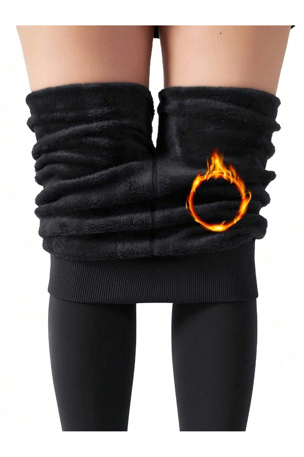 Ravena Model Pantyhose Warm Thick Socks Slimming Fit Plush Furry Inside Black Color