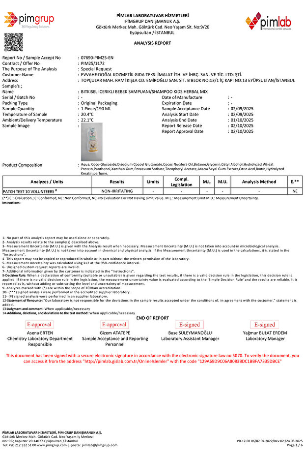 BİTKİSEL İÇERİKLİ BEBEK ŞAMPUANI (190 ml) - 2