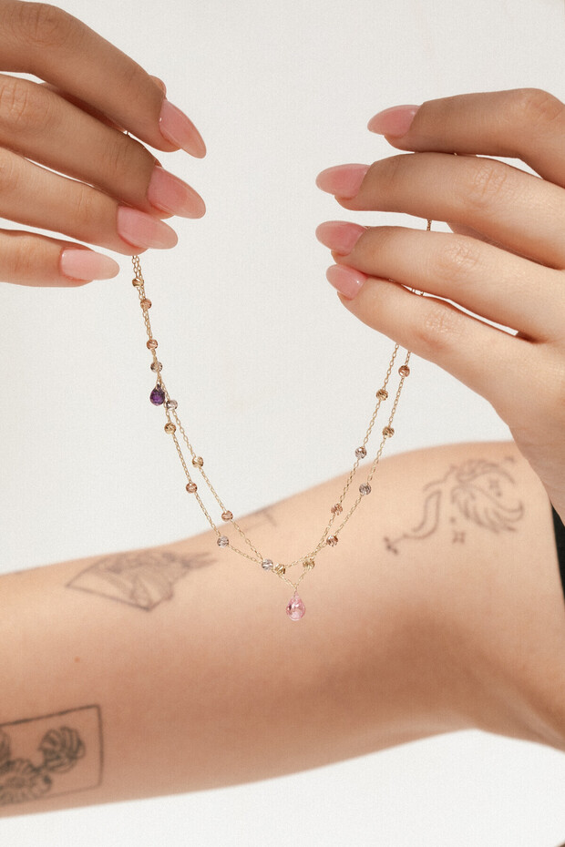 14 Ayar Altın Çift Zincir Ve Dorikalı Halhal - 2