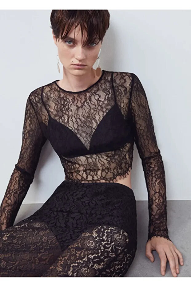 Dantelli midi etek - 4