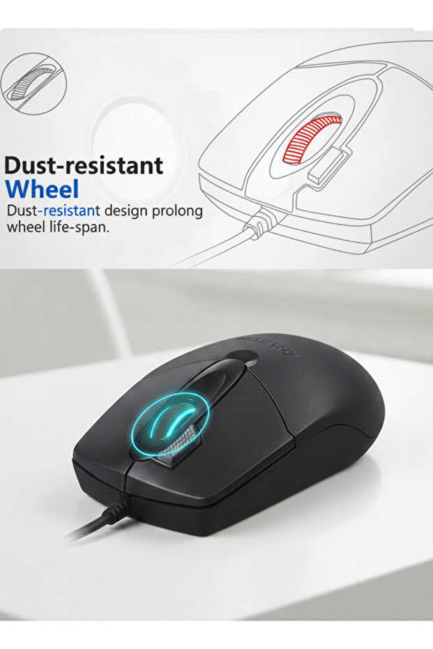 OP-730D 2X Click Optical 3D Mouse, Hyper Fast Scrolling, 1000 DPI Precision, 4-Way Smart Wheel - 3