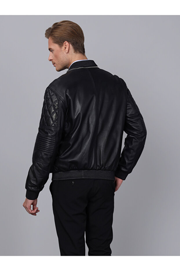 Erkek Deri Lacivert Ceket - E1032 - 6