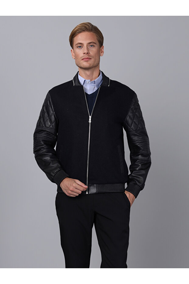 Erkek Deri Lacivert Ceket - E1032 - 3