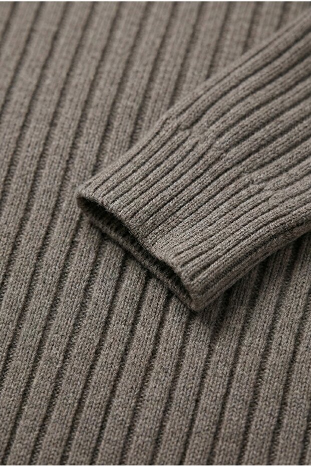 Crew Neck, Winter-Spring, Striped, Textured, Basic Knit Sweater 25Pltk17 - 8