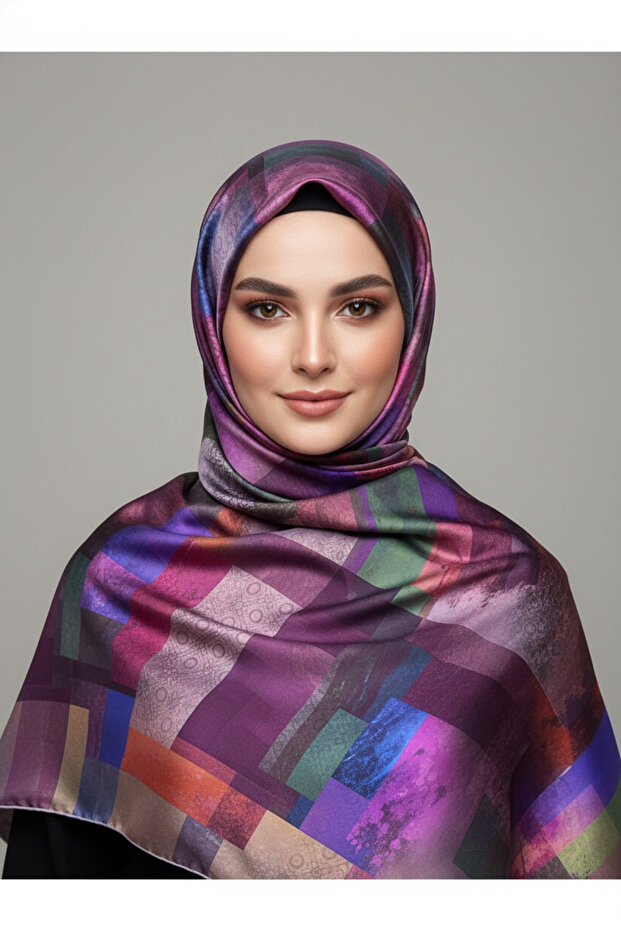 تريند الطباعة الرقمية التعادل صبغ مستطيل منقوشة وشاح رويان نمط 4 ألوان 1 - 4