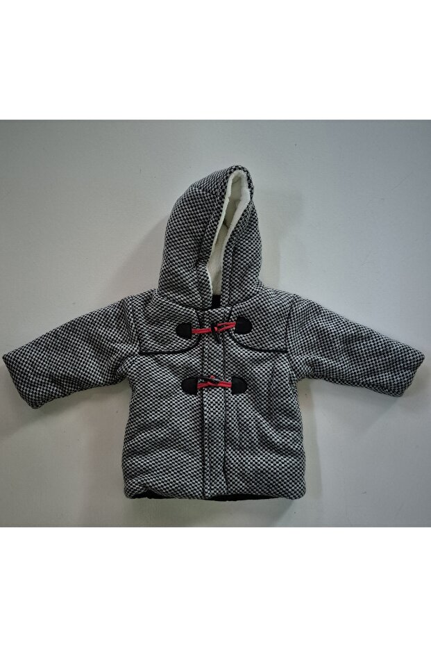 Erkek Bebek Plane Örme Kapşonlu Kaban - 2
