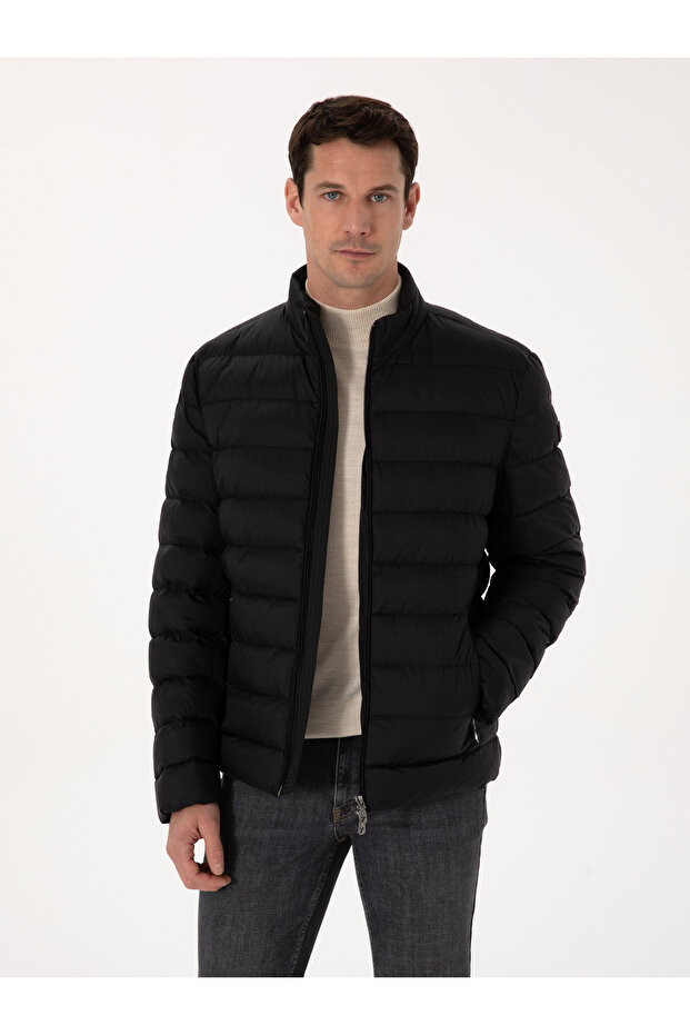 Black Thin Quilted Coat 50319255-Vr046